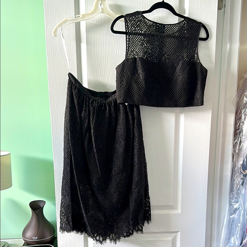 Cynthia Rowley Black Lace Two-Piece Set